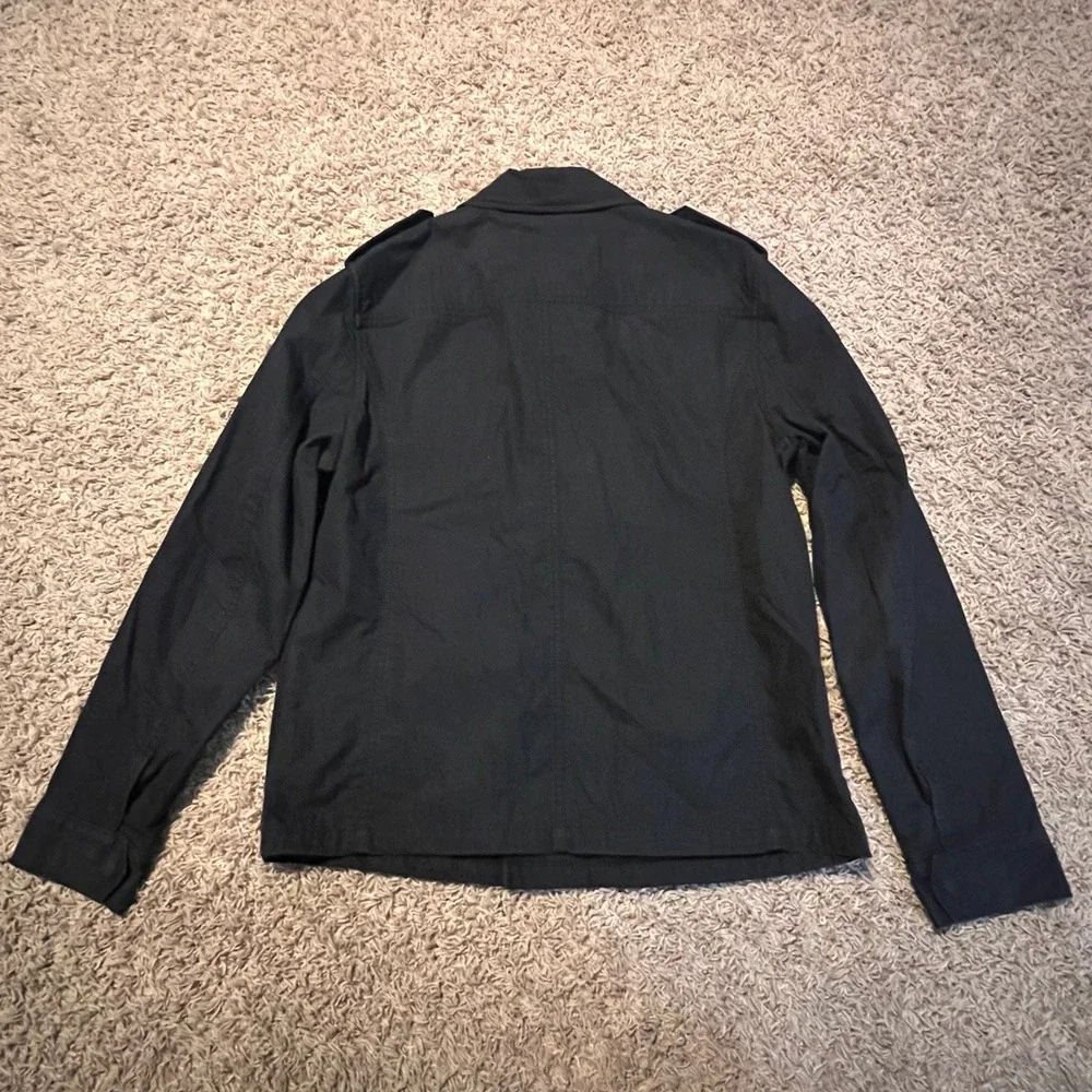 Banana Republic Mens Military Field Jacket‎ Black Utility Cargo M Epaulettes